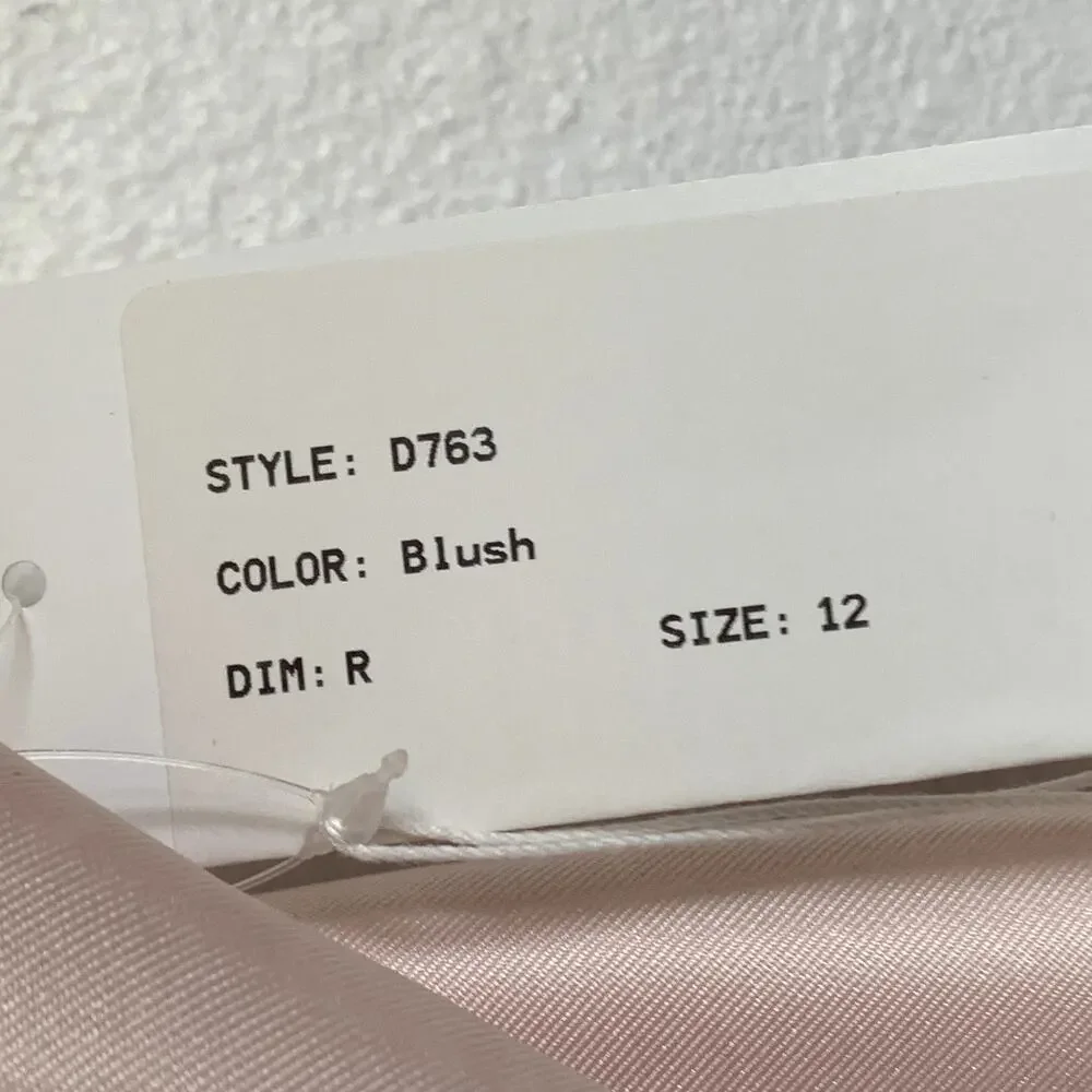 NWT Alfred Sung Lace-Up Back Satin Bridesmaid Gown in Blush Pink D763 - Picture 8 of 9